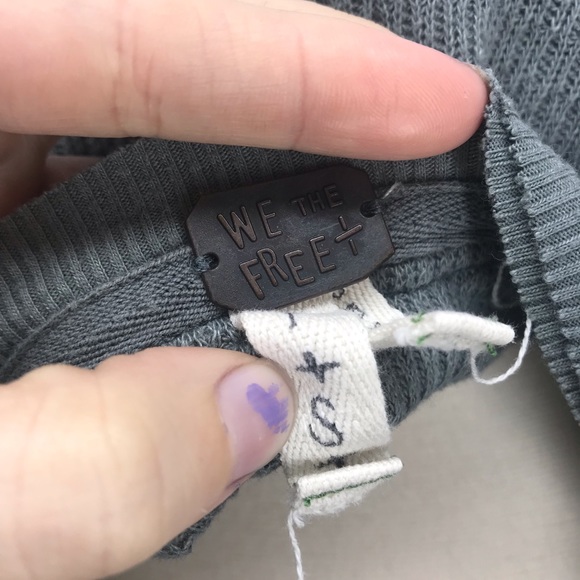 •Free People• Rainbow Thermal Henley Gray Boho - Picture 4 of 4